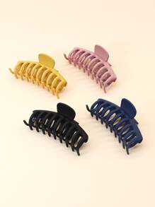 4入組小女童素色髮爪 - 藕粉色 - 查看 1