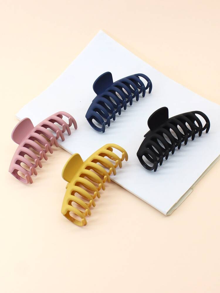 4入組小女童素色髮爪 - 藕粉色 - 查看 2