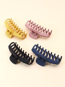 4入組小女童素色髮爪 - 藕粉色 - 查看 3