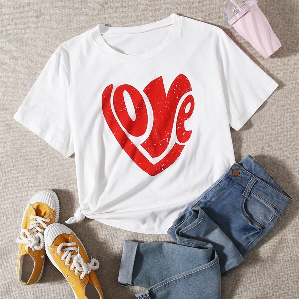 

Plus Letter Graphic Round Neck Tee, White