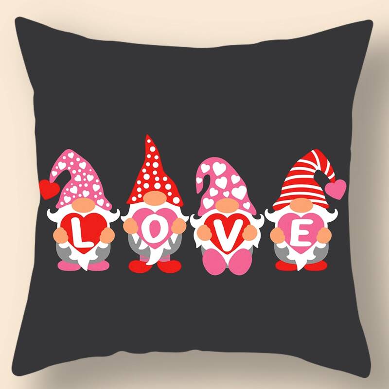

Cartoon Graphic Cushion Cover Without Filler, Black