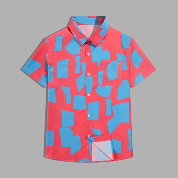 

Men Geo Print Button Front Shirt, Multicolor