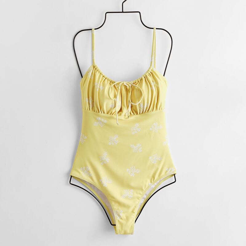 

Ruched Bust Cami One Piece Swimsuit, Yellow