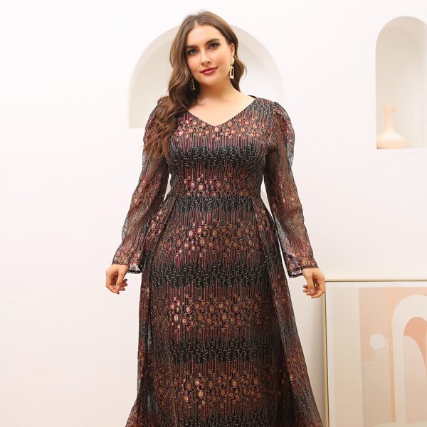 

Plus Embroidery Guipure Lace Maxi Form Dress, Multicolor