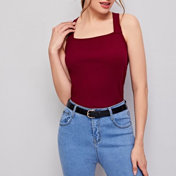 

Criss Cross Back Cami Top, Burgundy
