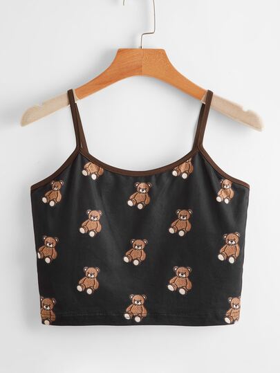 Cartoon Bear Crop Cami