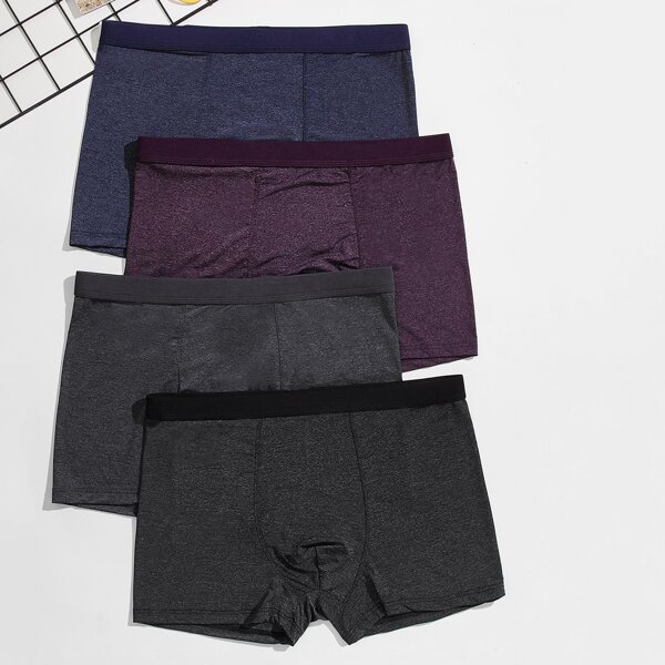 

Men 4pcs Solid Boxer Brief, Multicolor