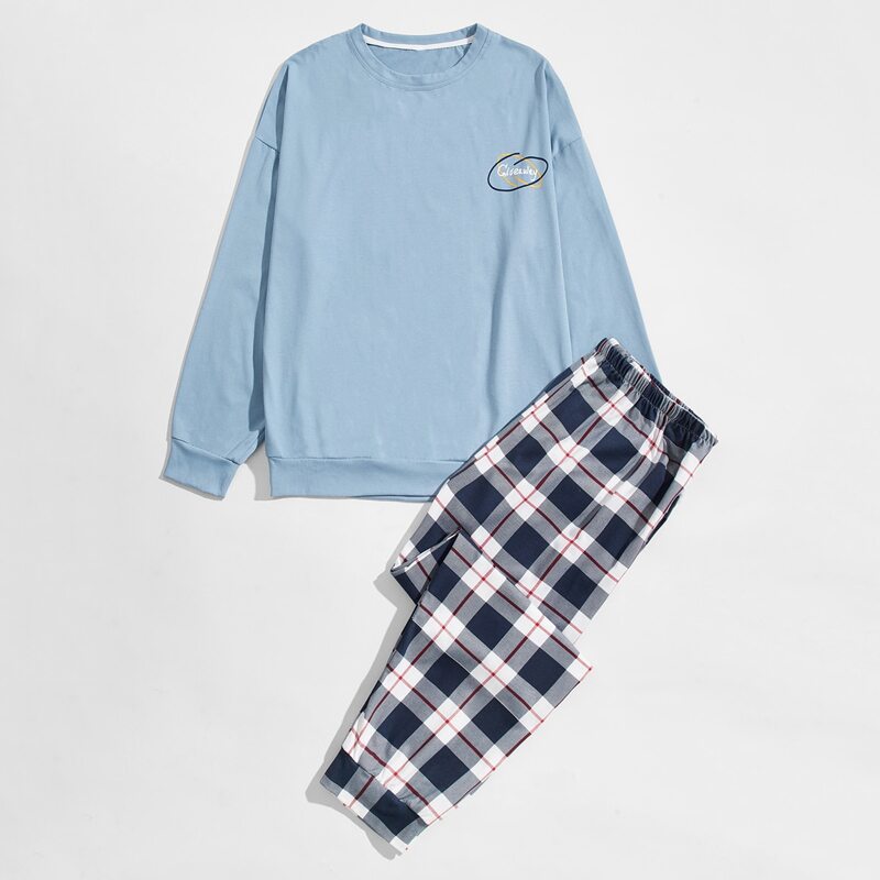

Guys Letter And Plaid PJ Set, Multicolor