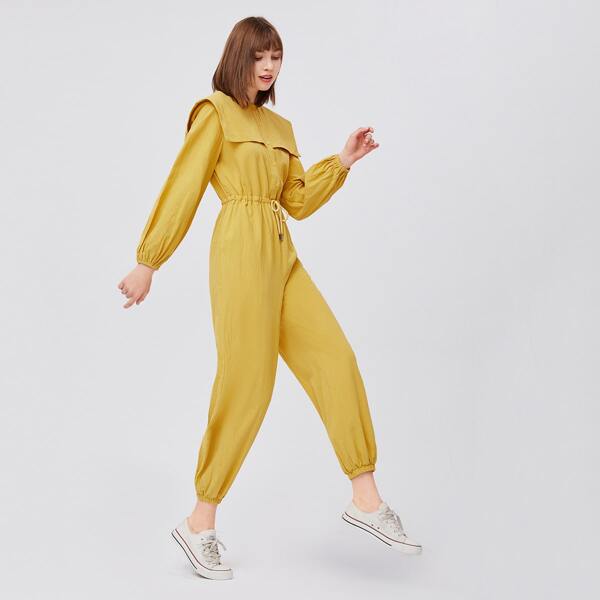 

Sailor Collar Bishop Sleeve Jumpsuit, Mustard yellow