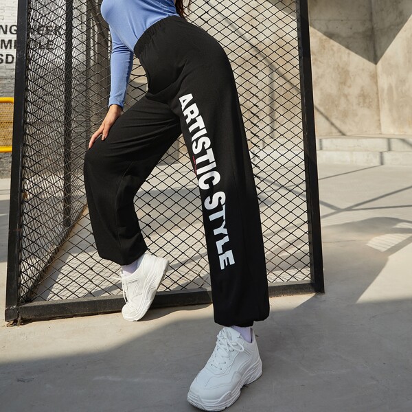 

Letter Graphic Sweatpants, Black