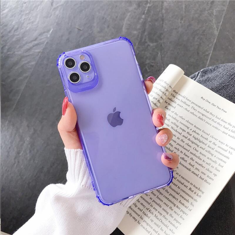 

1pc Solid Clear iPhone Case, Purple