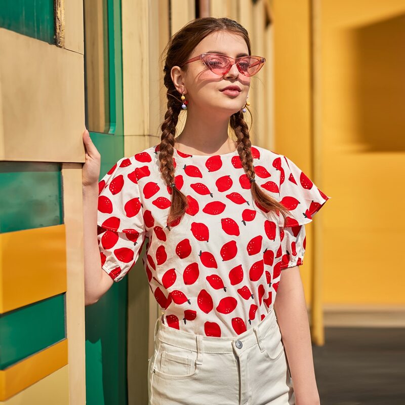 

All Over Fruits Print Blouse, Multicolor