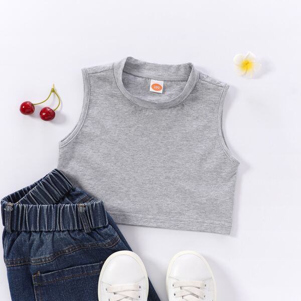 

Toddler Girls Solid Tank Top, Light grey
