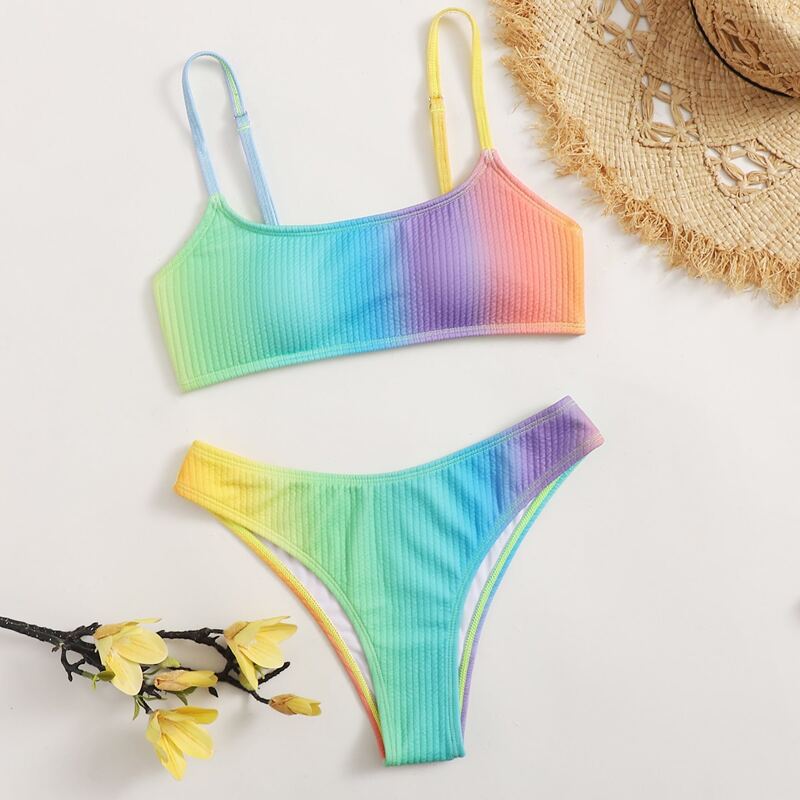 

Ombre High Cut Bikini Swimsuit, Multicolor