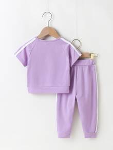 Đồ bộ em bé Ruy băng Thể thao - Màu Lilac Tím - Xem 2