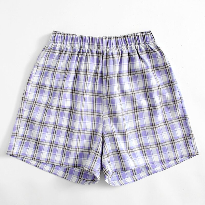 

Plaid Elastic Waist Shorts, Multicolor