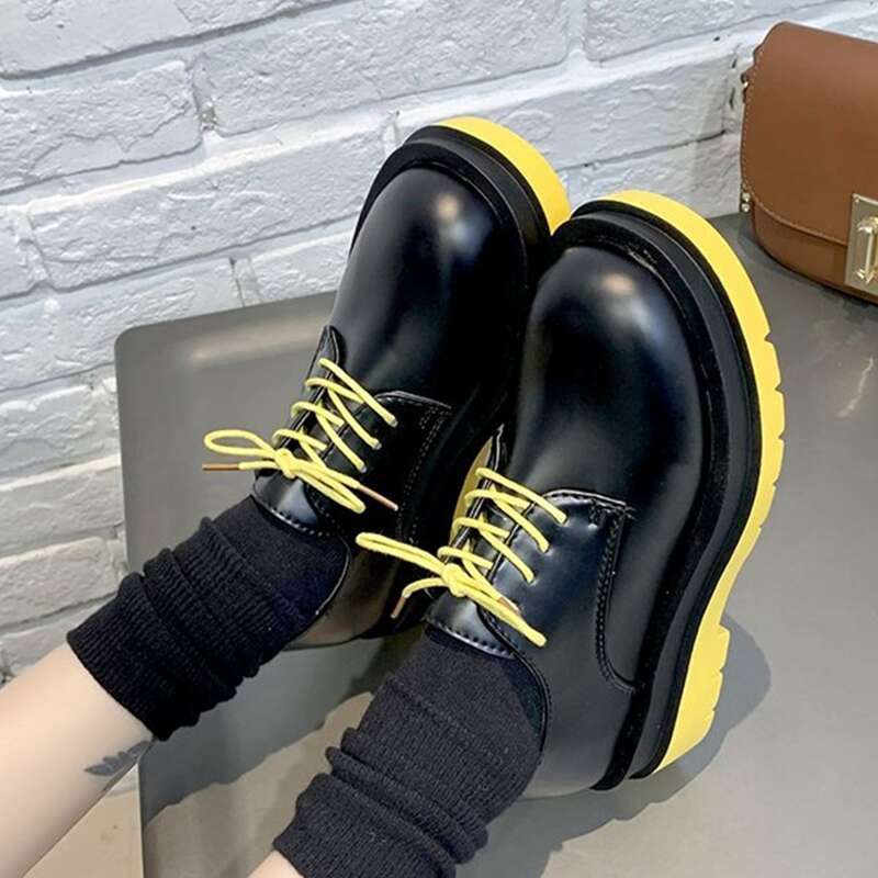 

Colorblock Lace-up Oxfords, Black