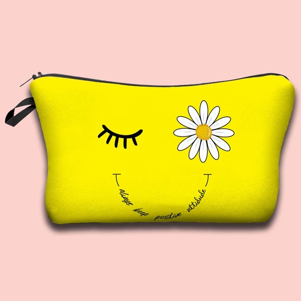 

Daisy Pattern Makeup Bag, Yellow