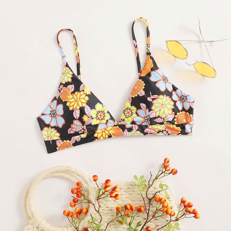 

Flower Graphic Bikini Top, Multicolor