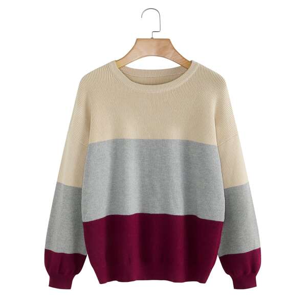 

Drop Shoulder Color Block Sweater, Multicolor