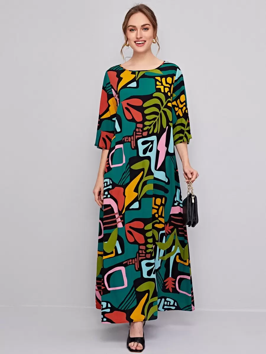 Mulvari Tropical Print Dress
