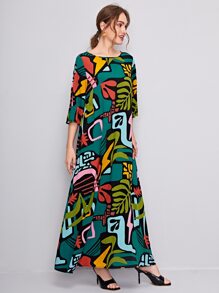 Mulvari Tropical Print Dress