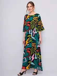 Mulvari Tropical Print Dress