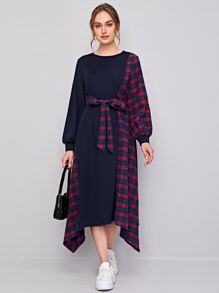 Mulvari 格紋面手帕下擺洋裝 - 彩色 - 查看 1