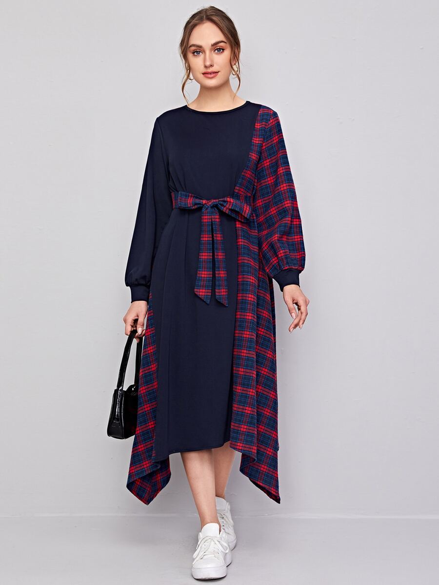 Mulvari 格紋面手帕下擺洋裝 - 彩色 - 查看 1