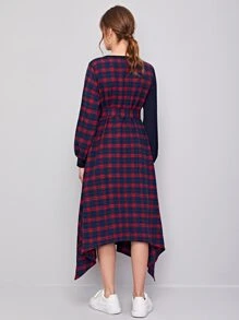 Mulvari 格紋面手帕下擺洋裝 - 彩色 - 查看 2