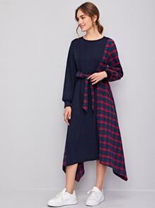 Mulvari 格紋面手帕下擺洋裝 - 彩色 - 查看 3