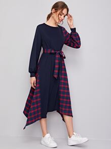 Mulvari 格紋面手帕下擺洋裝 - 彩色 - 查看 4