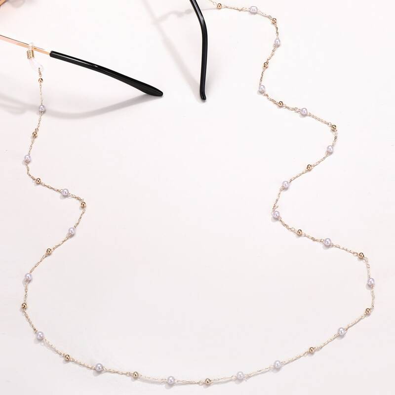 

Faux Pearl Glasses Chain, Gold