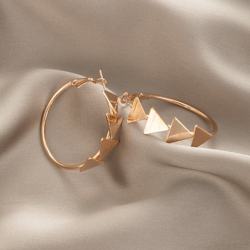 

Triangle Hoop Earrings, Gold