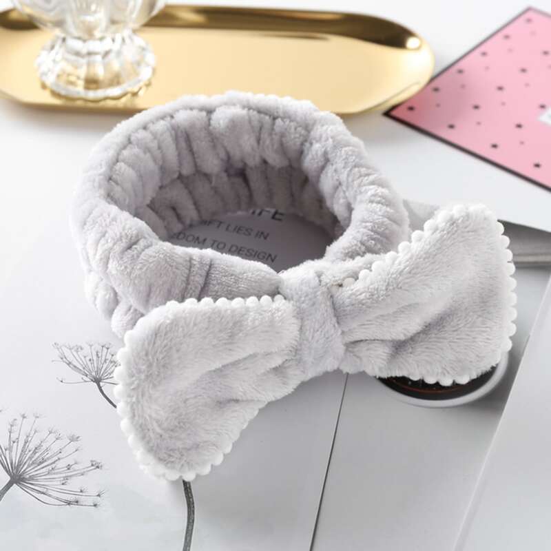 

Bow-knot Decor Bath Headband, Grey