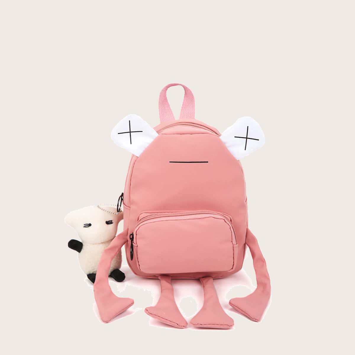 

Cartoon Zip Backpack, Baby pink