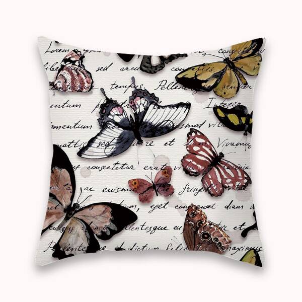 

Butterfly Print Cushion Cover Without Filler, Multicolor
