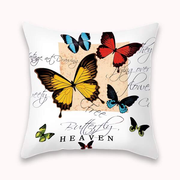 

Butterfly Print Cushion Cover Without Filler, Multicolor