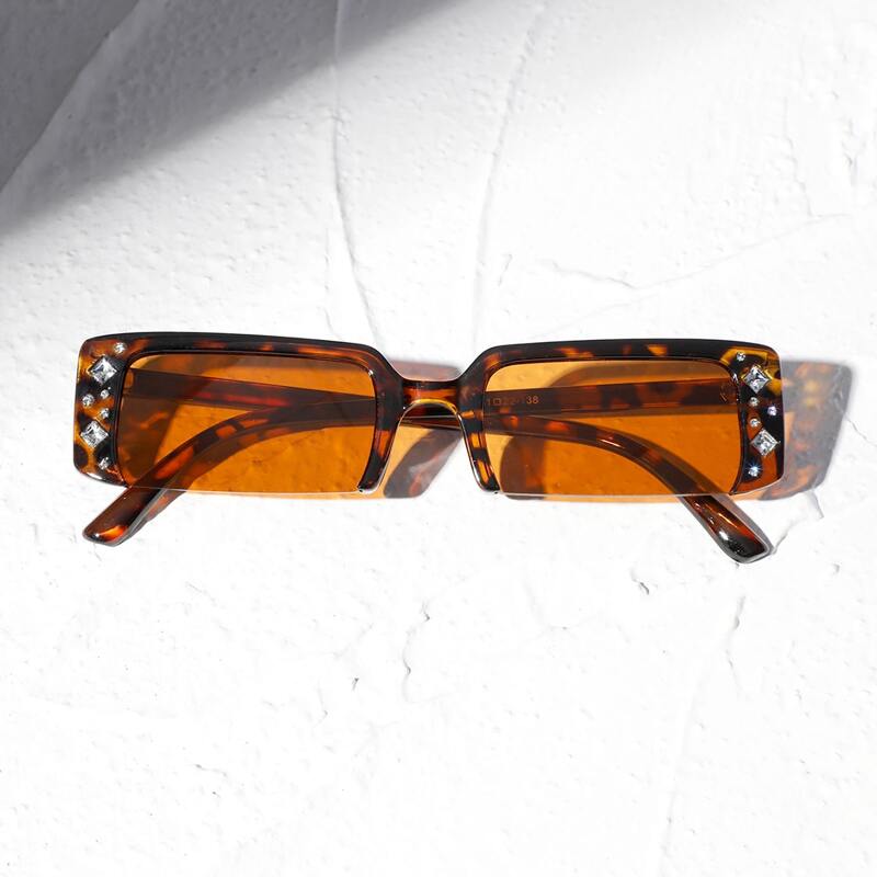 

Rhinestone Rectangle Frame Sunglasses