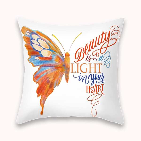 

Butterfly Print Cushion Cover Without Filler, Multicolor