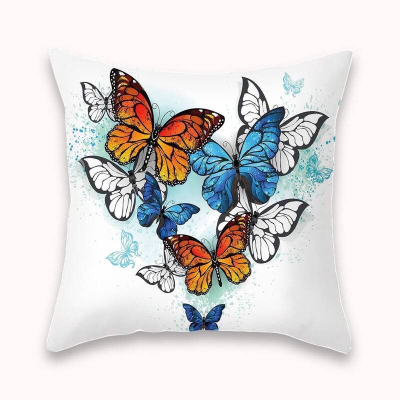 

Butterfly Print Cushion Cover Without Filler, Multicolor