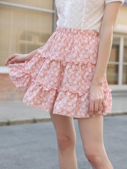 Ditsy Flower Layered Skirt
