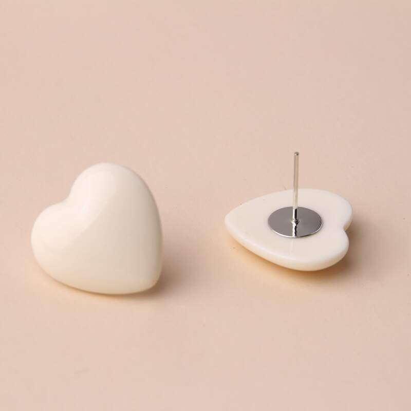 

Heart Stud Earrings, White