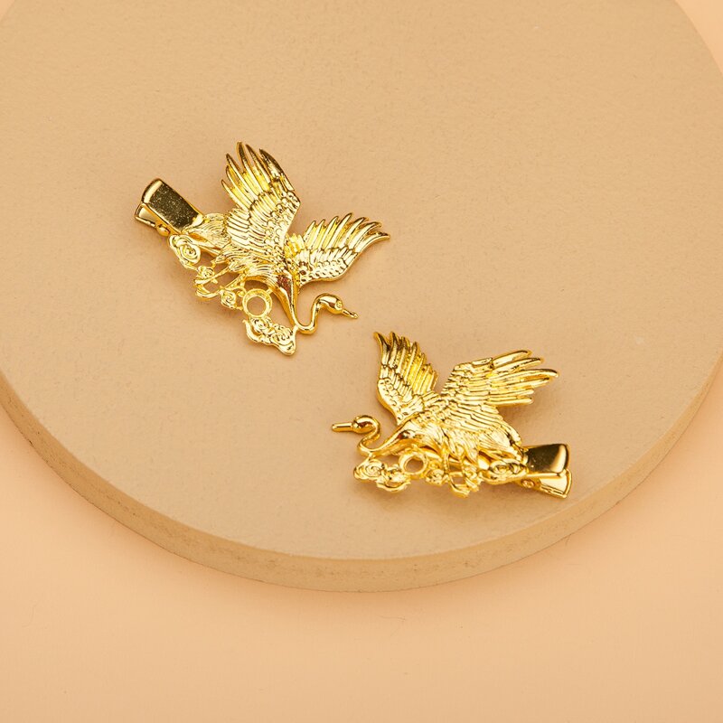 

2pcs Crane Hair Clip, Gold