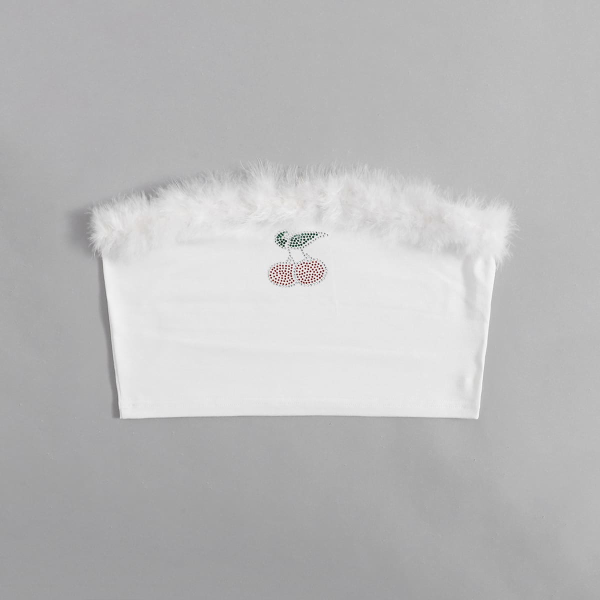 

Rhinestone Crop Tube Top, White