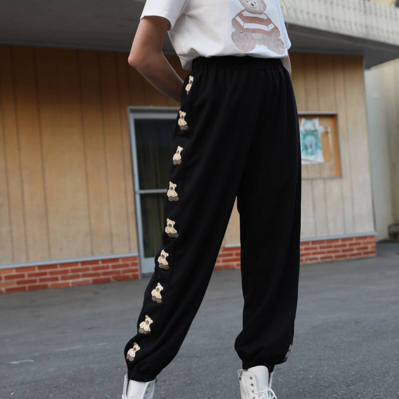 

Cartoon Bear Sweatpants, Black