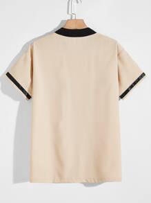 Manfinity Áo sơ mi Nam Nút phía trước Lá thư Sẵn sàng - Màu be - Xem 2