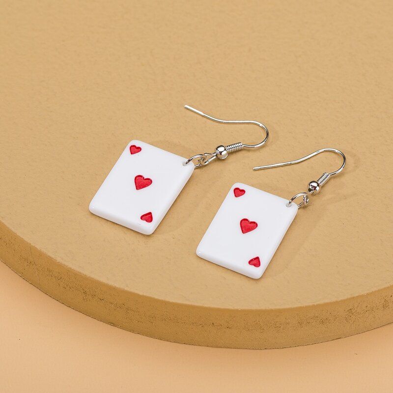 

Poker Drop Earrings, White