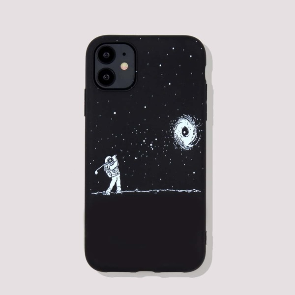 

Spaceman Print iPhone Case, Black and white