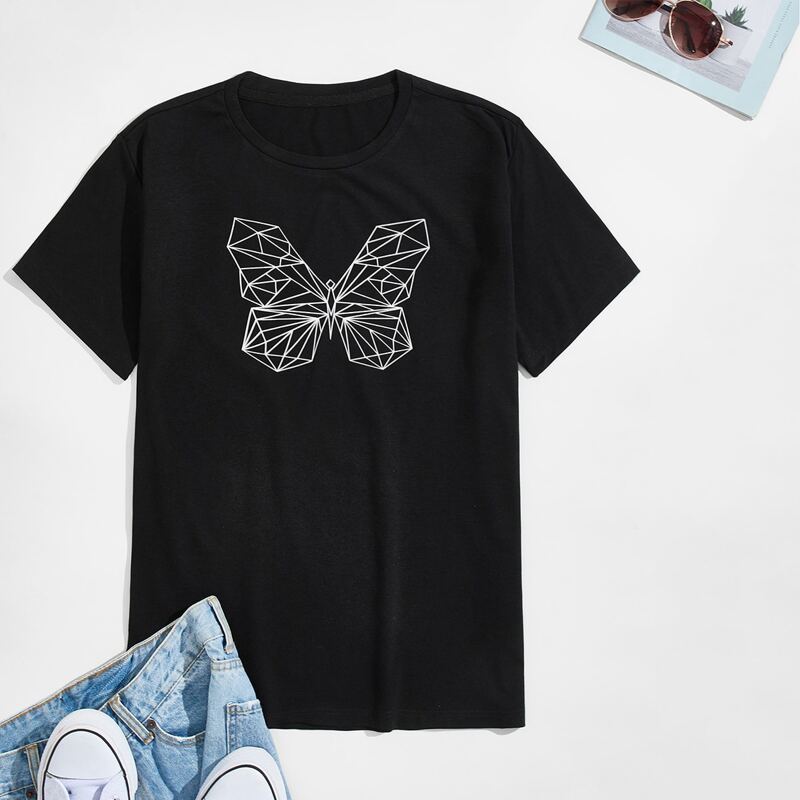 

Guys Geo Butterfly Print Tee, Black